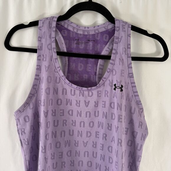 Under Armour Tank Top Women's Small Purple Racerback Sleeveless Logo Print - Picture 5 of 8